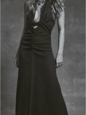 Free People Black Halter Ruched Nya maxi dress size M